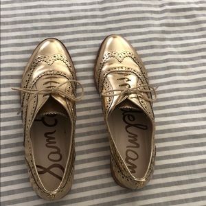 Sam Edelman gold metallic oxfords